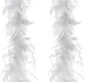 2x stuks carnaval verkleed veren Boa kleur wit van 2 meter - Verkleedkleding accessoire