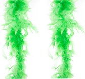 2x stuks carnaval verkleed veren Boa kleur fluor groen 2 meter - Verkleedkleding accessoire