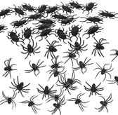 Horror enge beestjes decoratie dieren set 48-delig - Spinnen/kakkerlakken - Halloween thema versiering