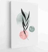 Canvas schilderij - Botanical wall art vector set. Earth tone boho foliage line art drawing with abstract shape. 1 -    – 1870947427 - 80*60 Vertical