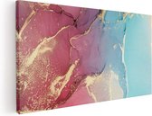 Artaza Canvas Schilderij Abstracte Kunst van Marmer - Roze met Blauw - 60x30 - Foto Op Canvas - Canvas Print