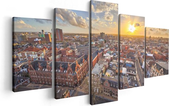 Artaza Canvas Schilderij Vijfluik Groningen Stad bij Zonsondergang - 100x50 - Foto Op Canvas - Canvas Print