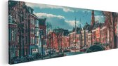 Artaza Canvas Schilderij Gracht in Groningen  - 60x20 - Foto Op Canvas - Canvas Print