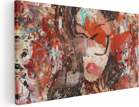 Artaza Canvas Schilderij Abstracte Kunst van een Meisje - Vrouw - 120x60 - Groot - Foto Op Canvas - Canvas Print