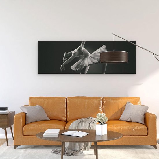 Artaza - Peinture sur toile - Ballerine sur Cheveux orteils - Ballet - Zwart Wit - 120x40 - Groot - Photo sur toile - Impression sur toile