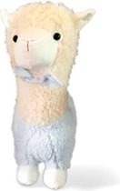 knuffel Alpaca junior 40 cm pluche beige/lichtblauw