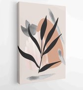 Canvas schilderij - Botanical watercolor wall art vector set. Earth tone boho foliage line art drawing with abstract shape 2 -    – 1903111348 - 40-30 Vertical