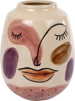 Dulaire Vaas Abstract Gezicht Roze/Paars 20 cm