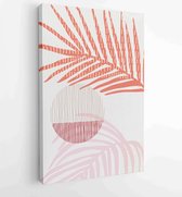 Canvas schilderij - Summer tropical wall arts vector. Palm leaves, coconut leaf, monstera leaf, line arts 2 -    – 1922500799 - 80*60 Vertical