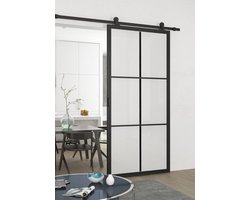 Barnwoodweb Aluminium Staallook Barnwoodweb Doe het zelf Schuifdeur - 100x235 cm - Melkglas - Inclusief Railsysteem en Deurgreep