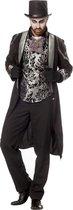 Wilbers & Wilbers - Gotisch Kostuum - Dark Victorian Gentleman Jas - zwart,zilver - Maat 56 - Halloween - Verkleedkleding
