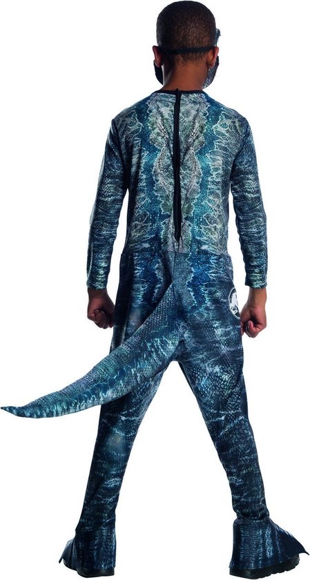 Rubies - Dinosaurus Kostuum - Jurassic World Velociraptor Dinosaurus Kind Kostuum - Blauw, Grijs - Maat 116 - Carnavalskleding - Verkleedkleding