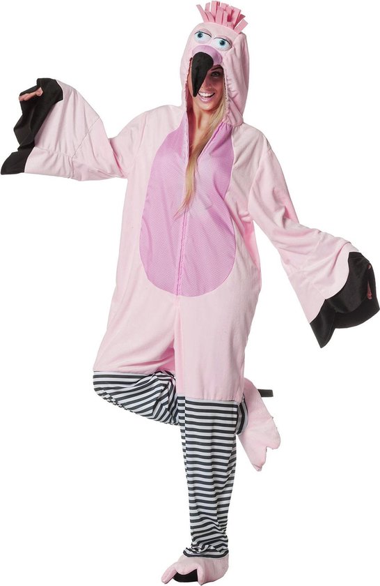 Wilbers & Wilbers - Arend & Struisvogel & Uil & Kraai & Aasgier & Toekan & Flamingo Kostuum - Flanny De Flamingo Kostuum - roze - Maat 40 - Carnavalskleding - Verkleedkleding