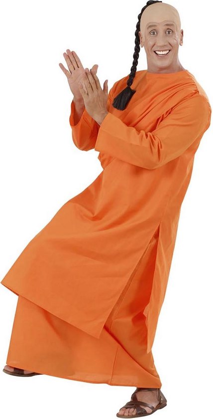 Widmann - Monnik & Pater & Priester Kostuum - Tibetaanse Monnik Dalai Lama Kostuum Man - Oranje - Small - Carnavalskleding - Verkleedkleding