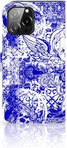 Book Style Case iPhone 13 Pro Max Smartphone Hoesje Angel Skull Blue