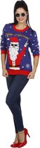 Wilbers & Wilbers - Foute Kersttruien - Kersttrui Blauw Rocking Santa - Blauw - XL - Kerst - Verkleedkleding