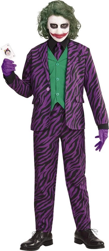 Widmann - Joker Kostuum - Classy Joker - Jongen - Paars - Maat 164 - Halloween - Verkleedkleding