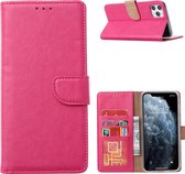 Hoesje Geschikt voor iPhone 13 Mini bookcase Met 2 stuks screenprotector temperede glass – Pink