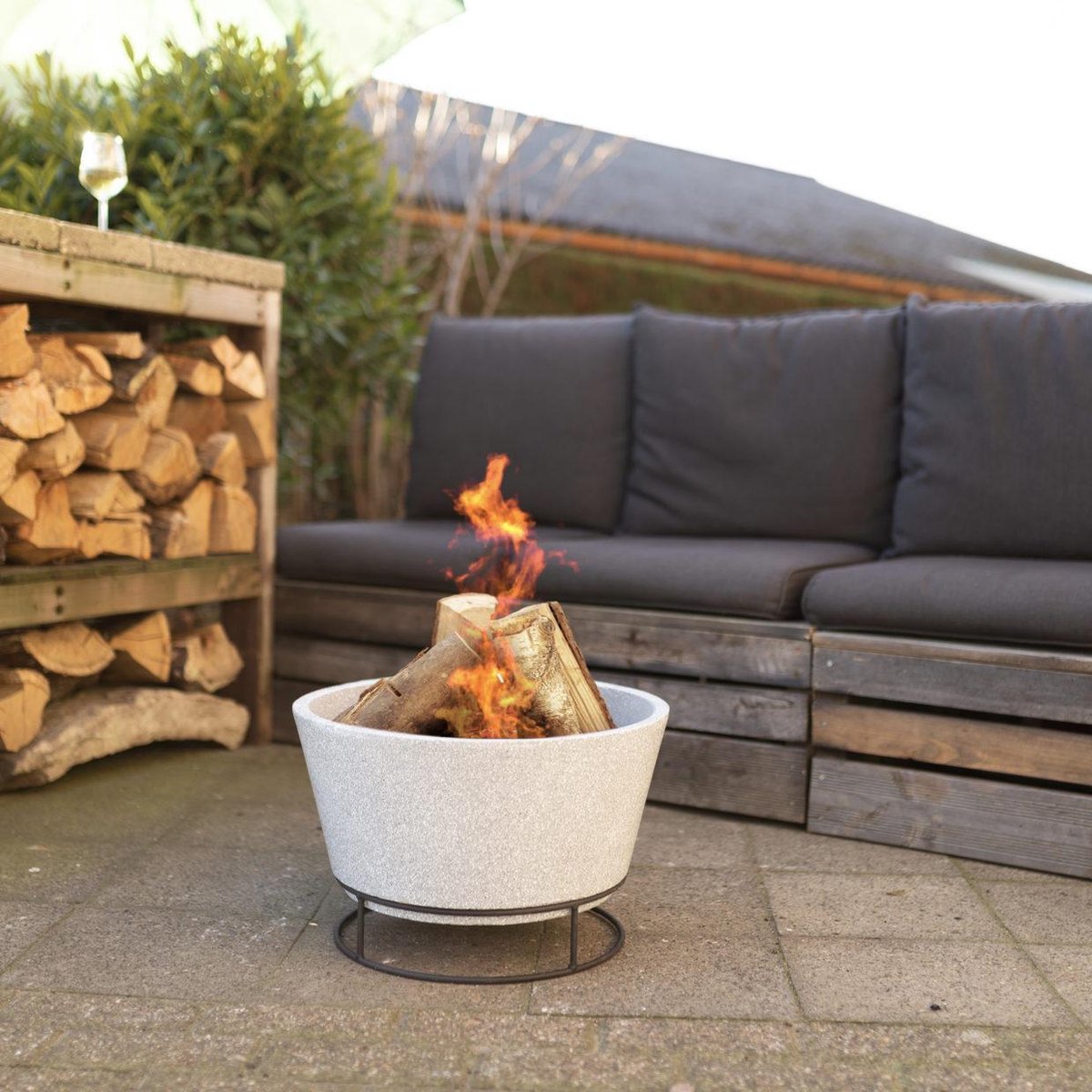 Esschert Design Vasque à feu céramique effet béton - Gris