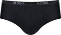 Zwarte Sloggi slip met witte tailleband met logo.