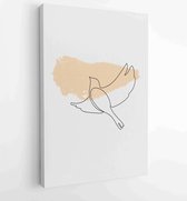Canvas schilderij - Earth tones animal line arts backgrounds with freedom and life concept. Abstract Arts design for print, cover, wallpaper, Minimal and natural wall art. 3 -    –