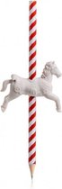 potlood/gum Carrousel Horse hout/rubber rood/wit 2-delig