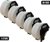 DULA - Brother Compatible DK-11201 Standaard adreslabel - Papier - Zwart op Wit - 29 x 90 mm - 400 Etiketten per rol - 5 Rollen