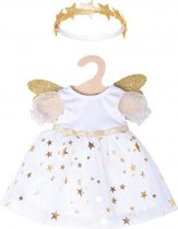 babypoppenkleding engelenjurk 28-35 wit/goud 2-delig