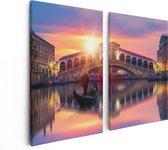 Artaza Canvas Schilderij Tweeluik Gondel bij de Rialtobrug in Venetië, Italië - 80x60 - Foto Op Canvas - Canvas Print