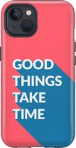 Apple iPhone 13 Telefoonhoesje - Extra Stevig Hoesje - 2 lagen bescherming - Met Quote - Good Things - Rood