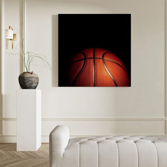Artaza Toile Peinture Basketbal sur Fond Noir - 90x90 - Groot - Photo sur Toile - Impression sur Toile