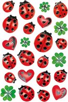 stickers lieveheersbeestjes 48 stuks rood/groen