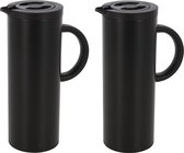 2x stuks koffie/thee thermoskannen RVS 1000 ml/1L - Isoleerkannen voor warme / koude dranken