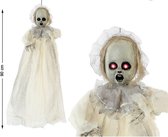 Horror hangdecoratie spook/geest/skelet pop wit 90 cm - Halloween decoratie poppen