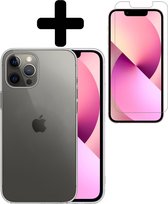 iPhone 13 Pro Hoesje Case Siliconen Met Screenprotector - iPhone 13 Pro Case Hoesje Hoes Met Screenprotector - Transparant