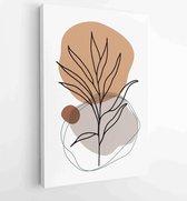 Canvas schilderij - Foliage line art drawing with abstract shape. Abstract Plant Art design for print, cover, wallpaper, Minimal and natural wall art. 2 -    – 1821354557 - 40-30 V
