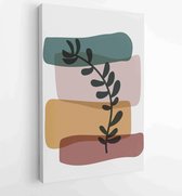 Canvas schilderij - Earth tone boho foliage line art drawing with abstract shape. Abstract Plant Art design for print, cover, wallpaper, Minimal and natural wall art. 3 -    – 1824