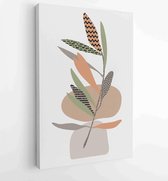 Canvas schilderij - Foliage line art drawing with abstract shape. Abstract Plant Art design for print, cover, wallpaper, Minimal and natural wall art. 3 -    – 1824410219 - 50*40 V