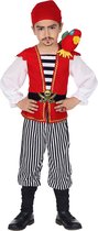 Widmann - Piraat & Viking Kostuum - Piraat Met Papegaai - Jongen - Rood, Zwart / Wit - Maat 104 - Carnavalskleding - Verkleedkleding