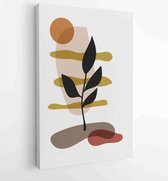 Canvas schilderij - Foliage line art drawing with abstract shape. Abstract Eucalyptus and Art design for print, cover, wallpaper, Minimal and natural wall art. 1 -    – 1823785496