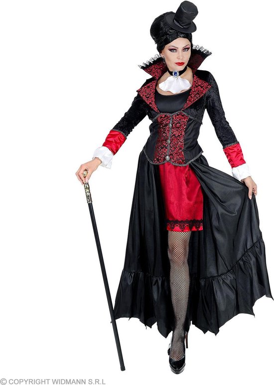 Widmann - Vampier & Dracula Kostuum - Hunkerend Naar Bloed Vampier - Vrouw - Rood, Zwart - Small - Halloween - Verkleedkleding