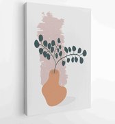 Canvas schilderij - Foliage line art drawing with abstract shape. Abstract Plant Art design for print, cover, wallpaper, Minimal and natural wall art. 3 -    – 1814260343 - 115*75