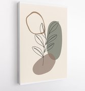Canvas schilderij - Foliage line art drawing with abstract shape. Abstract Plant Art design for print, cover, wallpaper, Minimal and natural wall art. 1 -    – 1810924393 - 40-30 V