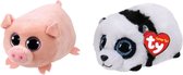 Ty - Knuffel - Teeny Ty's - Curly Pig & Bamboo Panda