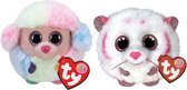 Ty - Knuffel - Teeny Puffies - Rainbow Poodle & Tabor Tiger