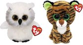 Ty - Knuffel - Beanie Boo's - Ausitin Owl & Tiggy Tiger