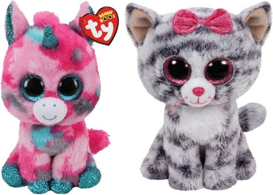 Ty Knuffel Beanie Boos Gumball Unicorn And Kiki Cat 