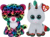 Ty - Knuffel - Beanie Boo's - Dotty Leopard & Christmas Unicorn