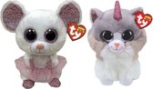 Ty - Knuffel - Beanie Buddy - Nina Mouse & Asher Cat