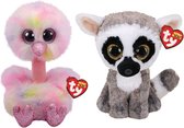 Ty - Knuffel - Beanie Buddy - Avery Ostrich & Linus Lemur
